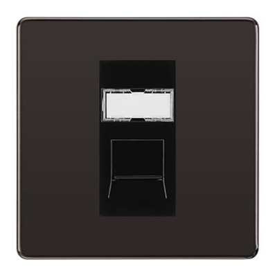BG Screwless Black Nickel Single 1 Gang RJ45 Data Socket FBNRJ451B Black Insert by British General