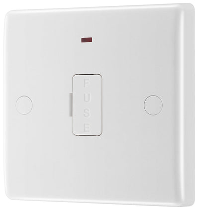 BG 857 Moulded Round Edge | White | 13A Flex Outlet Neon Unswitched Fused Connection Unit by British General (BG-857)