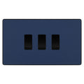 BG Evolve Matt Blue 3 Gang Intermediate Custom Grid Switch