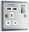 BG NPC21U2W Nexus Metal Polished Chrome 1 Gang 13A 2x USB-A 2.1A Switched Socket - White Insert by British General (BG-NPC21U2W-Shopify-SA_1)