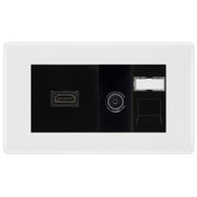 BG Nexus White Moulded Media Wall Plate TV Aerial, HDMI & CAT6 Outlet - Black Insert by British General