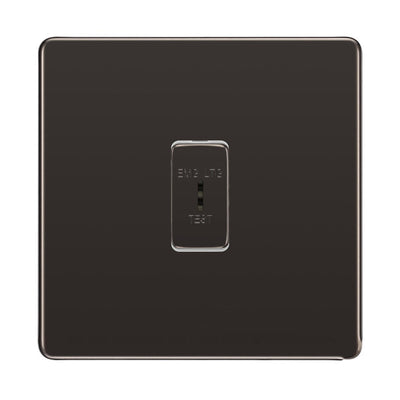BG Screwless Black Nickel 1 Gang 2 Way SP Emergency Light Test Key Grid Switch by British General (BG-SCREWLESS-BN-1GANG-2Way-EMG-LTG-TEST)