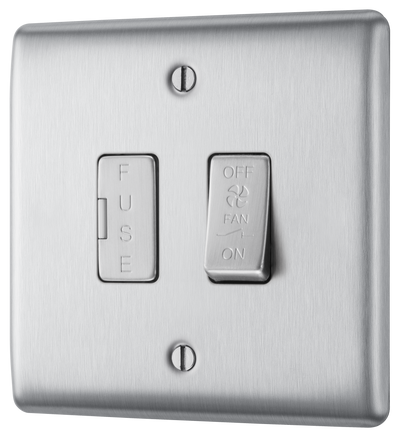 BG Electrical NBS15F Nexus Metal Brushed Steel 10Ax Plate Fan Isolator Switch