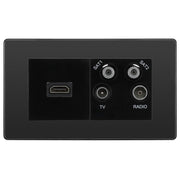 BG Evolve Black Chrome 4G Faceplate with HDMI + TV/FM/SAT Module - Black Insert by British General (BG-PCDBCEMR4B-HDMI-TVFM2B)
