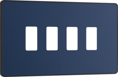BG RPCDDB4B Evolve Grid Matt Blue 4 Module Rectangular Front Plate - Black Trim