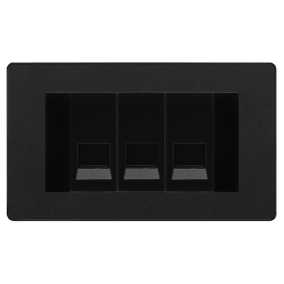 BG Evolve Matt Black 3 Gang Secondary Telephone Socket, Screw Terminal - Black Insert