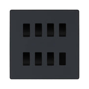 BG Evolve Matt Grey 7 Gang Intermediate Custom Grid Light Switch with Back Box Included by British General (BG-Evolve-MG-7G-CUSTOM-7x INT SWITCH)