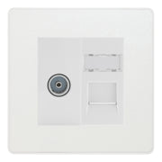 BG Evolve Pearlescent White TV Aerial & RJ45 CAT6 Data Socket - White Insert