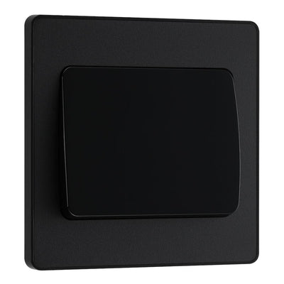 BG Evolve Matt Black 1G Wide Rocker Light Switch PCDMB12WB with 35mm Steel Back Box