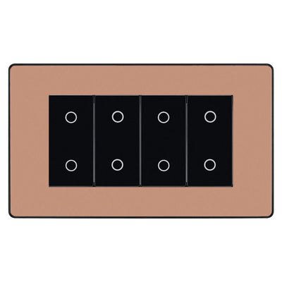 BG Evolve Polished Copper Screwless Quad Master Touch Dimmer Switch PCDCPTDM4B