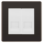 BG Screwless Black Nickel Double Master Telephone Socket, Screw Terminal - White Insert by British General (BG-FBNBTMS2W)