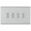 BG Brushed Steel Screwless Flat Plate 4 Gang Light Switch 3x Intermediate 1x 2 Way Custom Switch