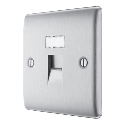 BG Nexus Brushed Steel Single RJ45 Data Outlet with Surface Pattress Back Box