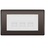 BG Nexus Black Nickel 3 Gang IDC Secondary Telephone Socket - White Insert by British General (BG-NBNBTS3W)