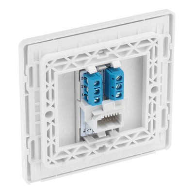 BG Evolve Brushed Steel 1 Gang Secondary Telephone Socket PCDBSBTS1W with 35mm Steel Back Box