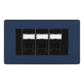BG Evolve Matt Blue 3 Gang RJ45 Cat6 Data Socket Outlet Black Inserts