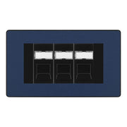 BG Evolve Matt Blue 3 Gang RJ45 Cat6 Data Socket Outlet Black Inserts by British General (BG-PCDDBRJ453B)