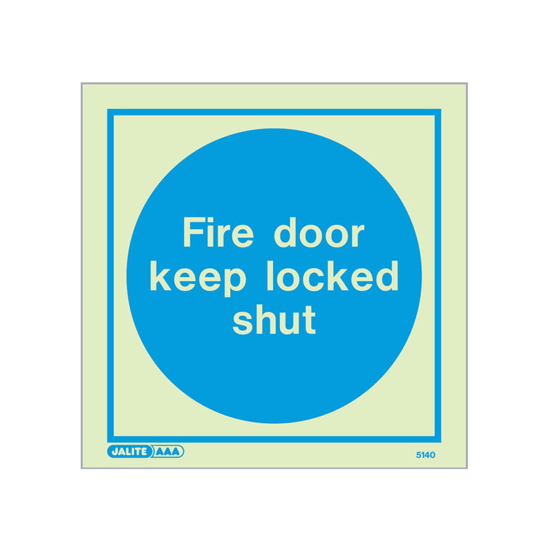 Photoluminescent Keep Shut Fire Door Signs - Rigid Plastic 150x150mm