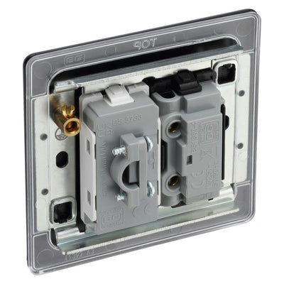 BG Screwless Matt Black Unswitched 13A Fused Spur & Flex Outlet FFB55 with 25mm Steel Back Box