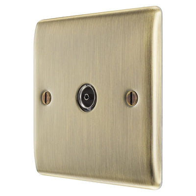BG Nexus Antique Brass Single Coaxial Socket NAB60 with 25mm Steel Back Box