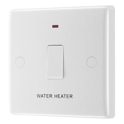BG Nexus 20A DP Flex Outlet Neon 'Water Heater' Switch & 50mm Pattress Back Box