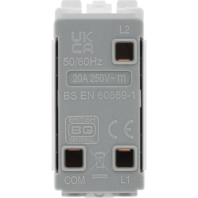 BG R14C Nexus Grid White 20A 20AX 2 Way 1 Pole Retractive PRESS Centre-Off Switch Module