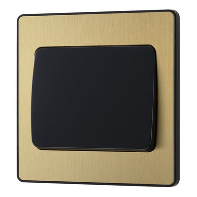 BG Evolve Satin Brass 1G Wide Rocker Light Switch PCDSB12WB with 25mm Steel Back Box