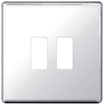 BG 2Gang Screwless Flat Plate Polished Chrome by British General (BG-GFPC2-1)