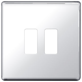 BG 2Gang Screwless Flat Plate Polished Chrome by British General (BG-GFPC2-1)
