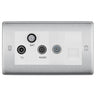 BG Nexus Brushed Steel TV/FM/SAT + Return & 1 Gang Tel - Screened Triplex Socket NBS68W by British General (BG-NBS68W)