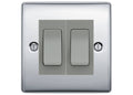 BG Nexus Polished Chrome 2-Gang Light Switch 1x 2-Way + 1x Intermediate – Grey Inserts