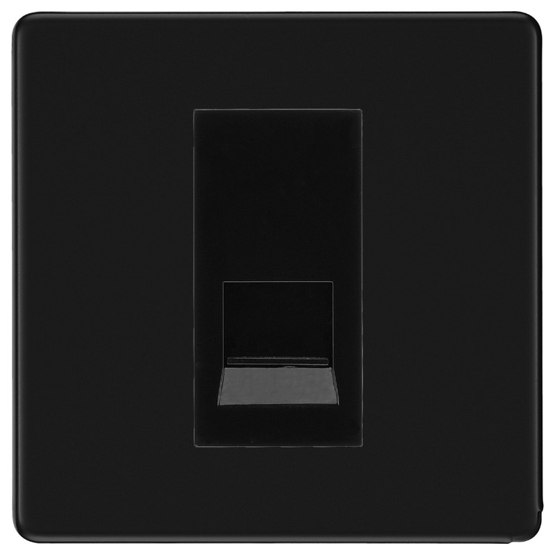 BG Screwless Matt Black Single Master Telephone Socket – Black Insert