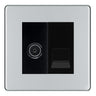 BG Screwless Polished Chrome TV Aerial & Secondary Telephone Socket - Black Insert by British General