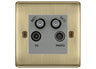 BG Nexus Antique Brass TV/FM/2x SAT Quadplex Socket – Grey Insert by British General (BG-NABTVFMSAT2G)