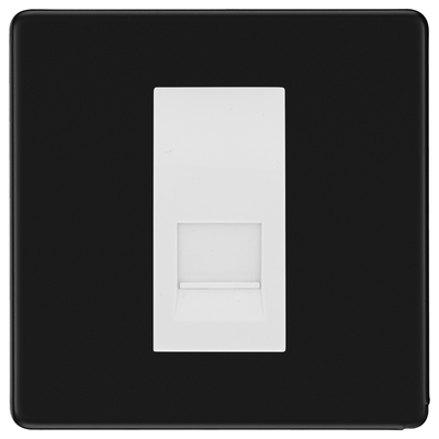 BG Screwless Matt Black Single Secondary Telephone Socket, Screw Terminal - White Insert by British General (BG-FFBEMS1+EMBTSSW)