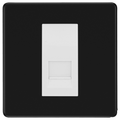 BG Screwless Matt Black Single Secondary Telephone Socket, Screw Terminal - White Insert