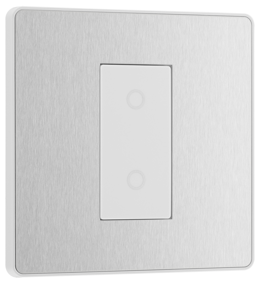 PCDBSTDM1W Front - This Evolve Brushed Steel single master trailing edge touch dimmer allows you to control your light levels and set the mood.
