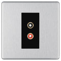 BG Screwless Brushed Steel Euro Module RCA X 2 Outlet FBSRCA2B