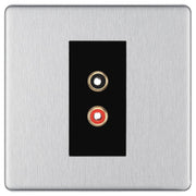 BG Screwless Brushed Steel Euro Module RCA X 2 Outlet FBSRCA2B by British General (BG-FBSRCA2B)