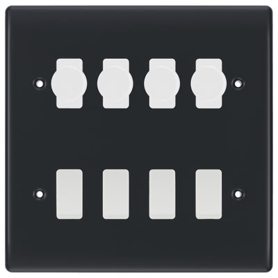 BG Part M 8 Gang Switch 4x Intelligent Dual Mode Dimmer 4x 2 Way Custom Grid
