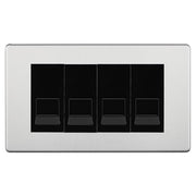 BG Screwless Brushed Steel 4 Gang RJ11 Telephone Socket Euro Module - Black Insert by British General (BG-FBSRJ114B)