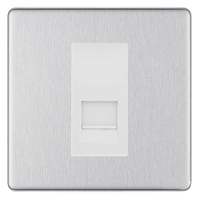 BG Screwless Brushed Steel Single IDC Secondary Telephone Socket - White Insert by British General (BG-FBSBTS1W)