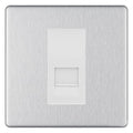 BG Screwless Brushed Steel Single IDC Secondary Telephone Socket - White Insert
