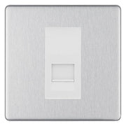 BG Screwless Brushed Steel Single IDC Secondary Telephone Socket - White Insert by British General (BG-FBSBTS1W)