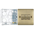 BG Nexus Antique Brass 20A 16AX 2-Way Triple Light Switch NAB43 with 35mm Steel Back Box