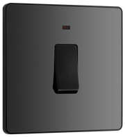 BG PCDBC31B Black Chrome Evolve 20A 2 Pole LED Switch - Black Insert by British General (BG-PCDBC31B-Shopify-SA_1)