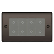 BG Nexus Black Nickel Quad Secondary Touch Dimmer Switch Grey Inserts NBNTDS4G by British General (BG-NBNTDS4G)