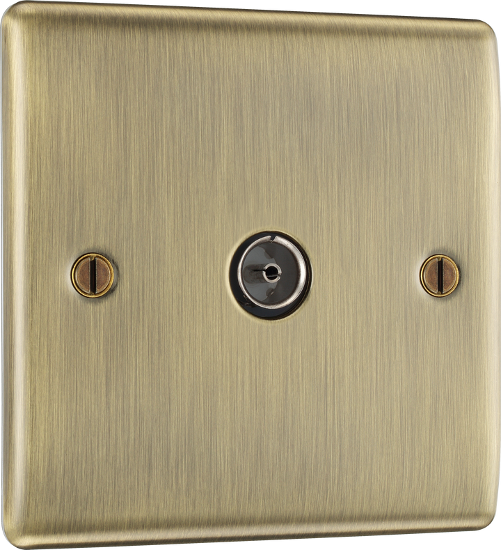 NAB60 Front - This single coaxial socket from British General can be used for TV or FM aerial connections.