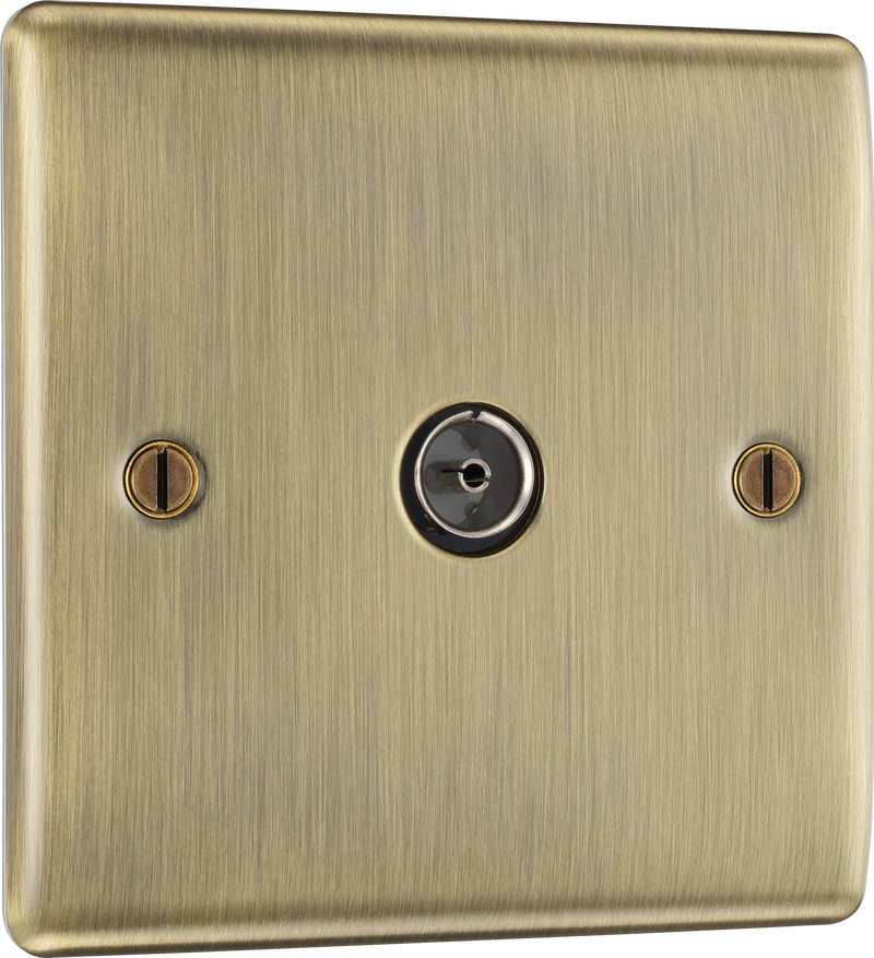 BG NAB60 Nexus Metal Antique Brass 1 Gang Co-Axial Socket
