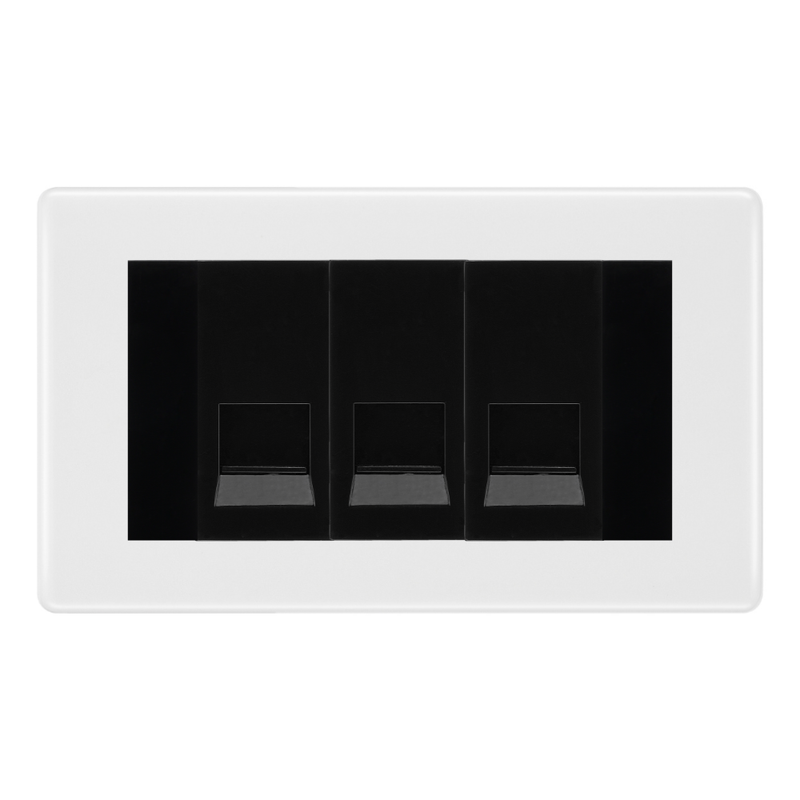 BG White Moulded 3 Gang Master Telephone Socket – Black Insert